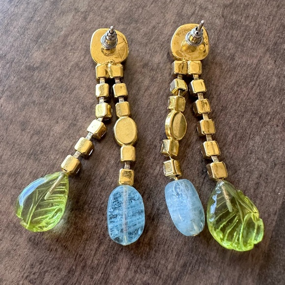 Lizzie Fortunato Crystal Orchid Drop Earrings $345 msrp Blue Green Purple - Picture 6 of 8